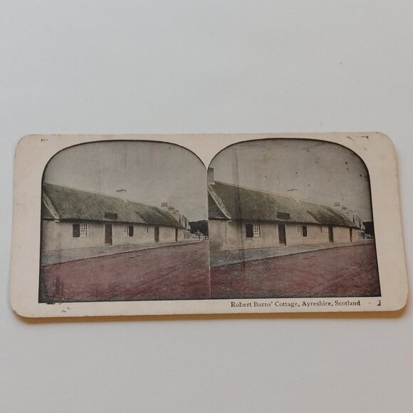 ANTIQUE STEREOGRAPH CARD Robert Burns' Cottage Ayreshire Scotland - Picture 1 of 3